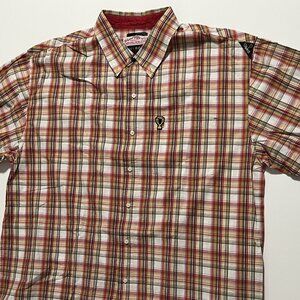 Gilyard MFG Shirt Long Sleeve Casual Plaid Button Down Red Men's size XXL 2XL
